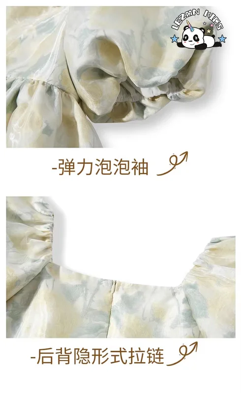 LEZONKIDS - High Quality Flower Puff Sleeve Floral Girls Dresses 2-12 Children Clothing Princess Dress For Girl